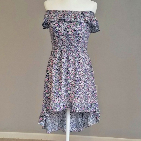 Floral High Low Strapless Dress - Picture 2 of 3